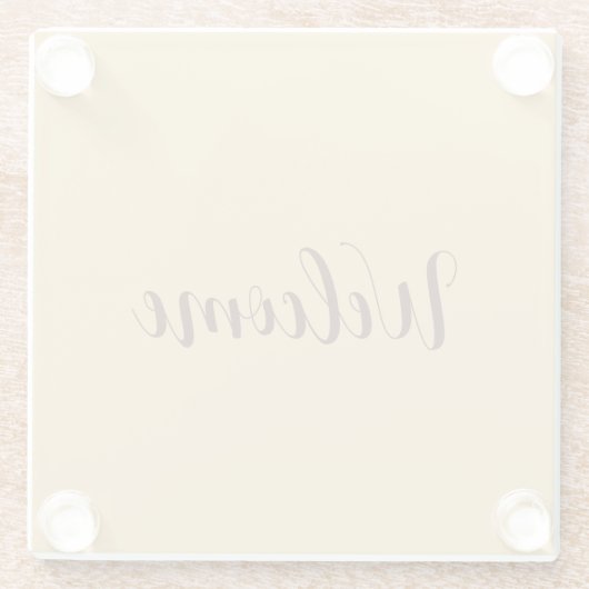 Latte Kleur Welkom Professioneel Naam Sjabloon Glazen Onderzetter (Achterkant)