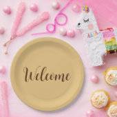 Latte Kleur Welkom Professioneel Naam Sjabloon Papieren Bordje (Feest)