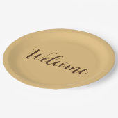 Latte Kleur Welkom Professioneel Naam Sjabloon Papieren Bordje (Gekanteld)