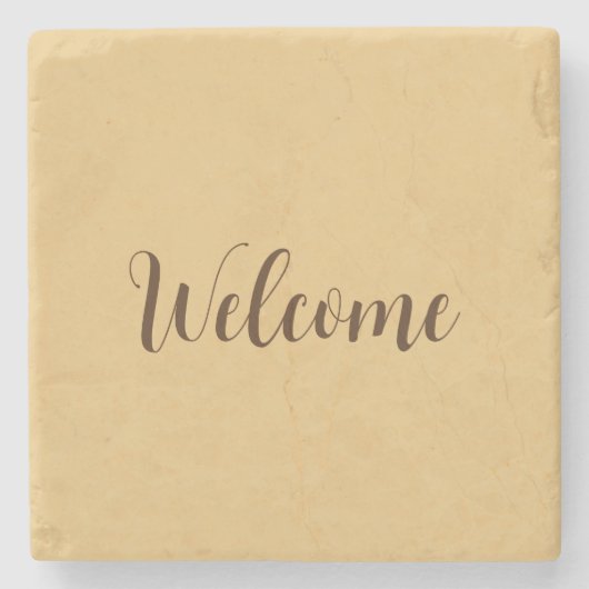 Latte Kleur Welkom Professionele Naam Sjabloon Stenen Onderzetter (Voorkant)