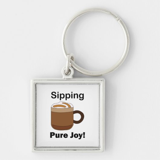Latte Koffie Drank Slurpen Pure Vreugde Sleutelhanger (Voorkant)