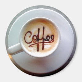 Latte koffiebeker en saucer koffiemagneet magneet