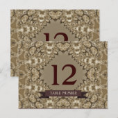 Latte Lace Wedding Event Table Number Briefkaart (Voorkant / Achterkant)