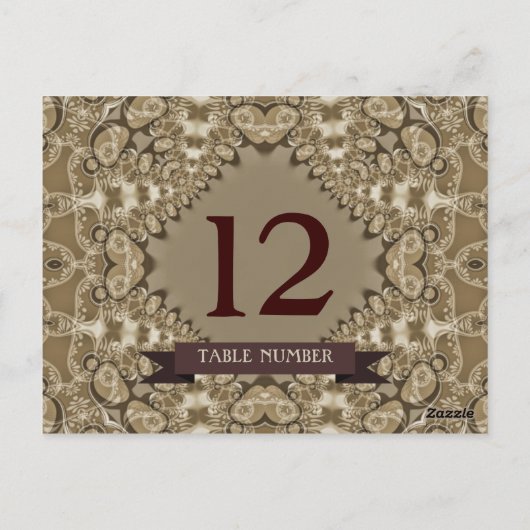 Latte Lace Wedding Event Table Number Briefkaart (Achterkant)