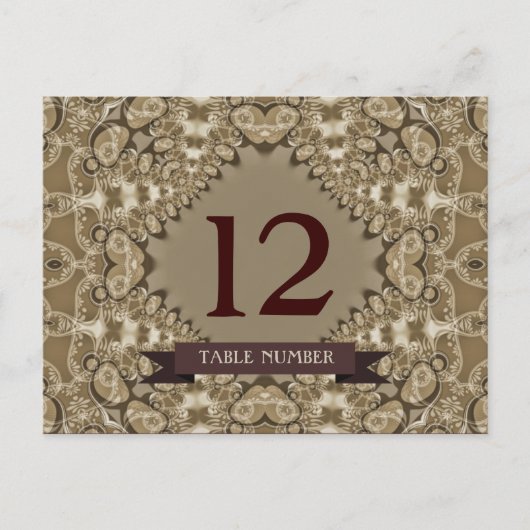 Latte Lace Wedding Event Table Number Briefkaart (Voorkant)
