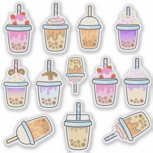 Latte leuke koffie bobba thee sticker (Voorkant)
