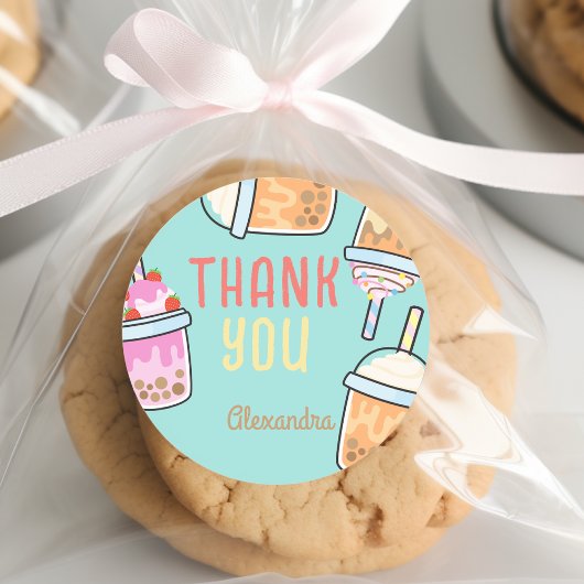 Latte leuke koffie bobba thee verjaardag bedankt ronde sticker