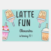 Latte leuke koffie bobba thee verjaardag inpakpapier vel (Voorkant)