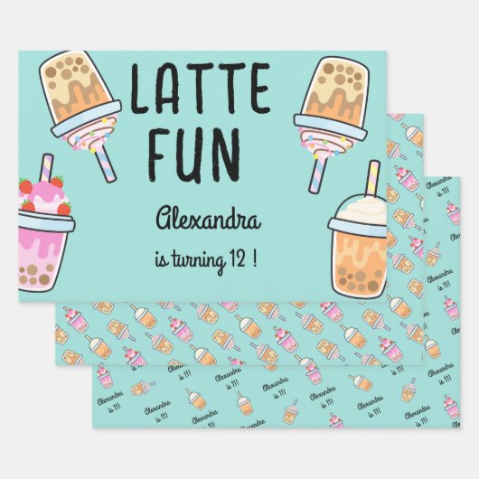 Latte leuke koffie bobba thee verjaardag inpakpapier vel (Set)