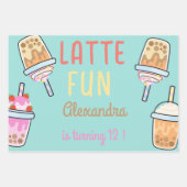 Latte leuke koffie bobba thee verjaardag inpakpapier vel (Voorkant)