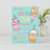 Latte leuke koffie bobba thee verjaardag kaart (Staand voorkant)