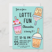 Latte leuke koffie bobba thee verjaardag kaart (Voorkant)