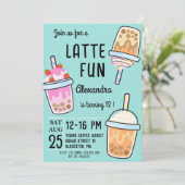 Latte leuke koffie bobba thee verjaardag kaart (Staand voorkant)