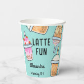 Latte leuke koffie bobba thee verjaardag papieren bekers (Achterkant)