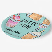 Latte leuke koffie bobba thee verjaardag papieren bordje (Gekanteld)