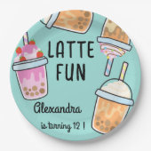 Latte leuke koffie bobba thee verjaardag papieren bordje (Voorkant)