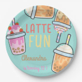 Latte leuke koffie bobba thee verjaardag papieren bordje (Voorkant)