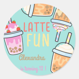 Latte leuke koffie bobba thee verjaardag ronde sticker