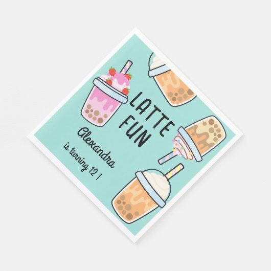 Latte leuke koffie bobba thee verjaardag servet (Hoek)