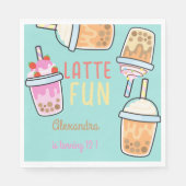 Latte leuke koffie bobba thee verjaardag servet (Voorkant)