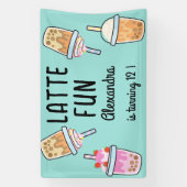 Latte leuke koffie bobba thee verjaardag spandoek (Verticaal)