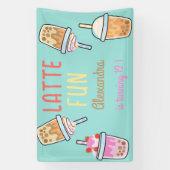 Latte leuke koffie bobba thee verjaardag spandoek (Verticaal)
