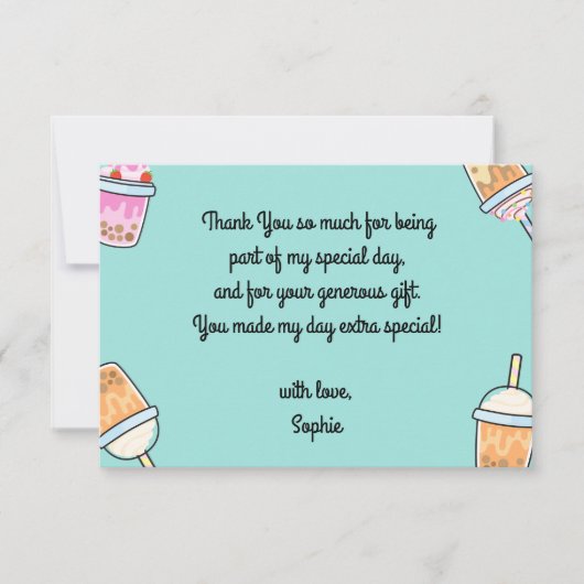 Latte leuke koffie bobba thema verjaardag bedankkaart (Voorkant)