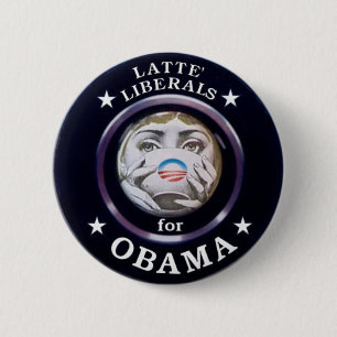 Latte Liberal for Obama Pin Ronde Button 5,7 Cm