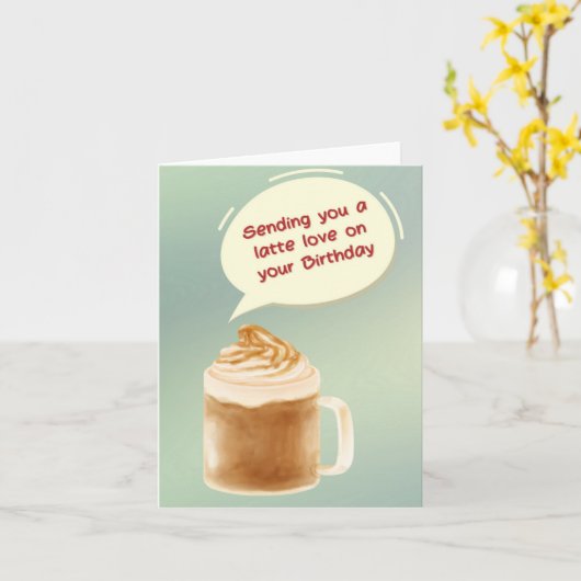 Latte Love Puns Verjaardag Kaart (Gele Bloem)