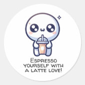 Latte Love Ronde Sticker (Voorkant)