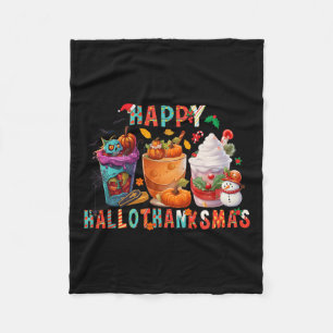 Latte Lovers Happy Hallothanksmas Pompoen Xmas Pre Fleece Deken