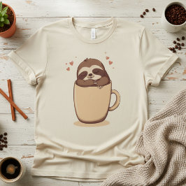 Latte Luiaard. Schattige koffie luiaard, grappige  T-shirt
