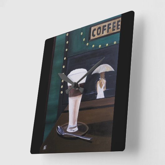 Latte Macchiato Schilderij van Alfred Fox Vierkante Klok (Hoek)