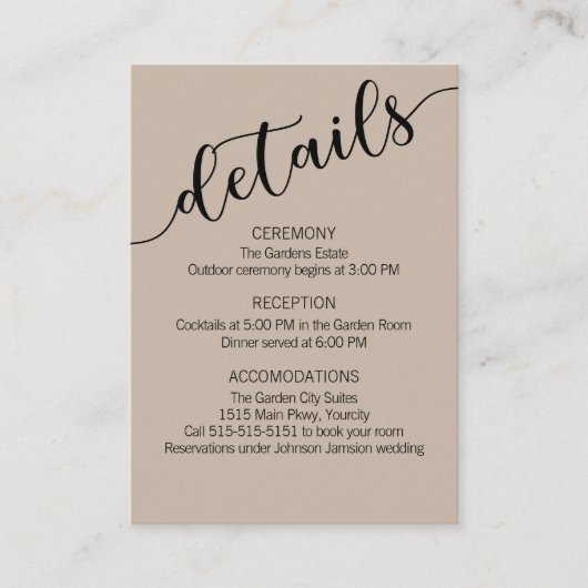 Latte Mocha Black Love Schrift Details Informatiekaartje (Voorkant)