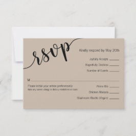 Latte Mocha Zwarte Liefde Script Minimaal RSVP Kaa Kaartje