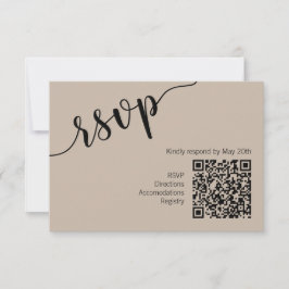 Latte Mocha Zwarte Liefde Script Minimalistische T RSVP Kaartje