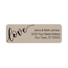 Latte Mocha Zwarte Liefde Script Retouradres Etiket