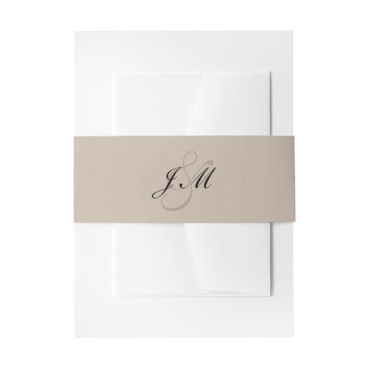 Latte Mocha Zwarte Script Minimalistische Trouwkaa Uitnodigingen Wikkel (Voorkant Voorbeeld)