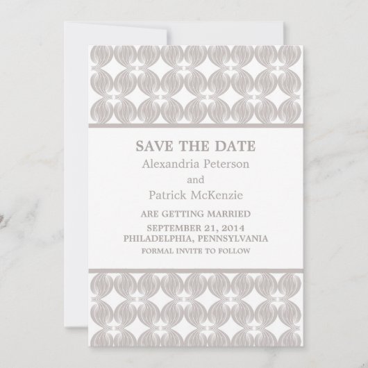 Latte Modern Deco Save the Date Uitnodiging (Voorkant)