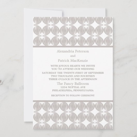Latte Modern Deco Wedding Invite Kaart (Voorkant)