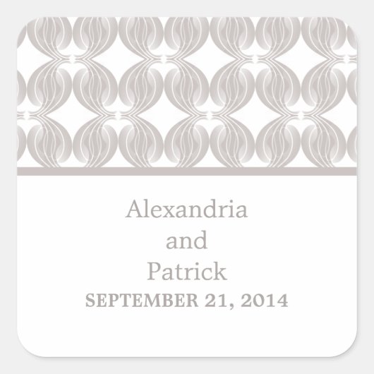 Latte Modern Deco Wedding Stickers (Voorkant)