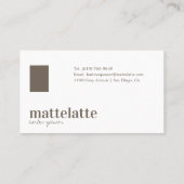 Latte | Modern Elegant Minimalistisch Professionee Visitekaartje (Achterkant)
