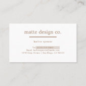 Latte | Modern minimalistische legant professional Visitekaartje (Achterkant)