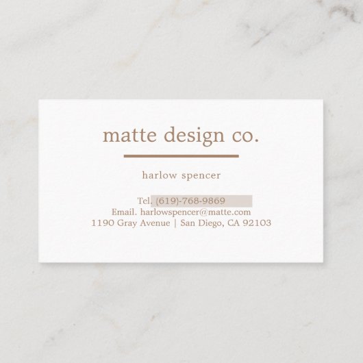 Latte | Modern minimalistische legant professional Visitekaartje (Achterkant)