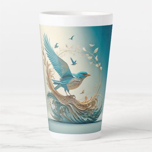 Latte mok (Blauwe vogel) (Voorkant)