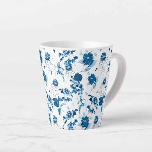 Latte Mok-Blue Floral Latte Mok (Rechterhoek)