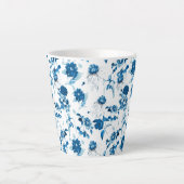 Latte Mok-Blue Floral Mok (Voorkant)