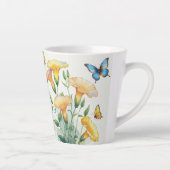 Latte Mok - Gele ochtendglorie en vlinders (Rechts)