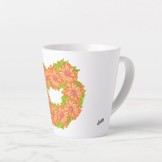 Latte Mok: Hart van madeliefjes Mok (Rechterhoek)