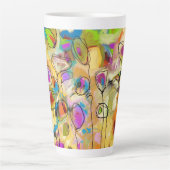 Latte Mok met Abstracte bloemen (Voorkant)